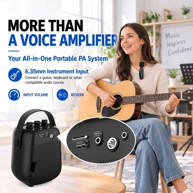 WB100 VoiceFree™ 36W Portable PA System with 2 Wireless Lavalier Microphones | WinBridge