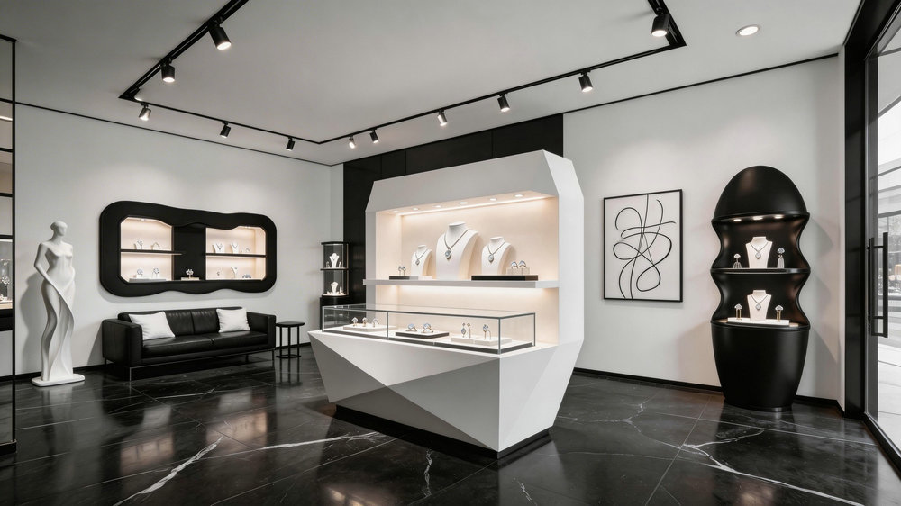 Black & White Elegance Jewelry Store Display Showcase Australian Jewelry Showroom Project,Bestyledisplay,Black & White Elegance Jewelry Store Display Showcase Australian Jewelry Showroom Project