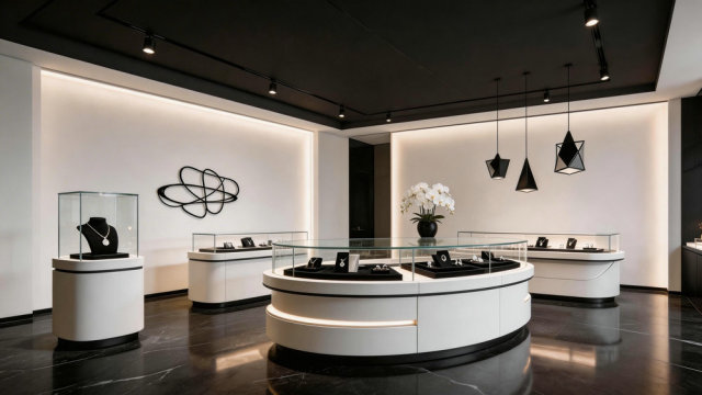 Black & White Elegance Jewelry Store Display Showcase Australian Jewelry Showroom Project,Bestyledisplay,Black & White Elegance Jewelry Store Display Showcase Australian Jewelry Showroom Project