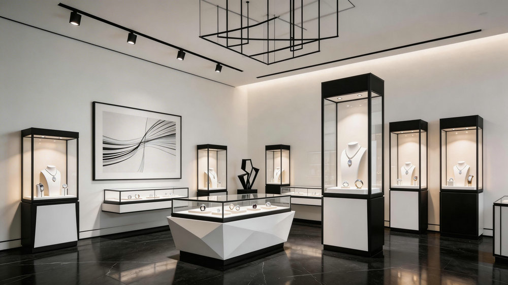 Black & White Elegance Jewelry Store Display Showcase Australian Jewelry Showroom Project,Bestyledisplay,Black & White Elegance Jewelry Store Display Showcase Australian Jewelry Showroom Project