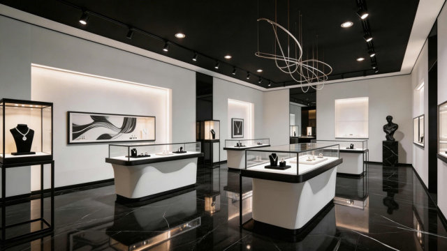 Black & White Elegance Jewelry Store Display Showcase Australian Jewelry Showroom Project,Bestyledisplay,Black & White Elegance Jewelry Store Display Showcase Australian Jewelry Showroom Project