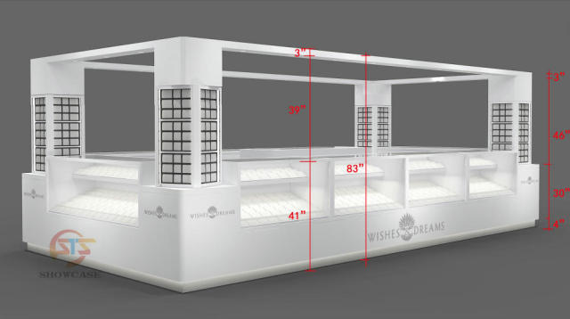 Custom White Mall Jewelry Kiosk | Modern Grid Design Corner Jewelry Display Counter For Shopping Center Retail,Bestyledisplay,Custom White Mall Jewelry Kiosk | Modern Grid Design Corner Jewelry Display Counter For Shopping Center Retail