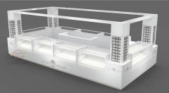 Custom White Mall Jewelry Kiosk | Modern Grid Design Corner Jewelry Display Counter For Shopping Center Retail,Bestyledisplay,Custom White Mall Jewelry Kiosk | Modern Grid Design Corner Jewelry Display Counter For Shopping Center Retail