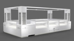 Custom White Mall Jewelry Kiosk | Modern Grid Design Corner Jewelry Display Counter For Shopping Center Retail,Bestyledisplay,Custom White Mall Jewelry Kiosk | Modern Grid Design Corner Jewelry Display Counter For Shopping Center Retail