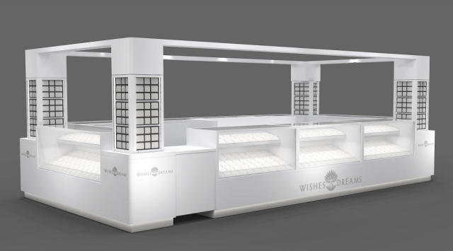 Custom White Mall Jewelry Kiosk | Modern Grid Design Corner Jewelry Display Counter For Shopping Center Retail,Bestyledisplay,Custom White Mall Jewelry Kiosk | Modern Grid Design Corner Jewelry Display Counter For Shopping Center Retail