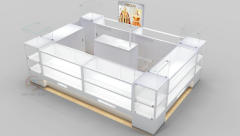 Custom White Wooden Jewelry Kiosk Mall Jewelry Display Showcase with LED Light & Glass Jewellery Cabinet,Bestyledisplay,Custom White Wooden Jewelry Kiosk Mall Jewelry Display Showcase with LED Light & Glass Jewellery Cabinet