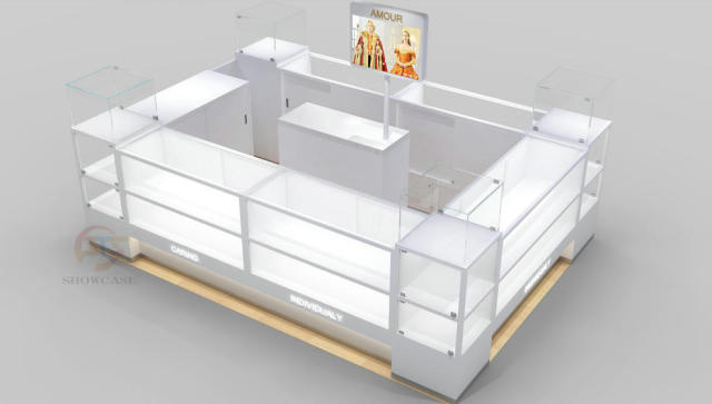 Custom White Wooden Jewelry Kiosk Mall Jewelry Display Showcase with LED Light & Glass Jewellery Cabinet,Bestyledisplay,Custom White Wooden Jewelry Kiosk Mall Jewelry Display Showcase with LED Light & Glass Jewellery Cabinet