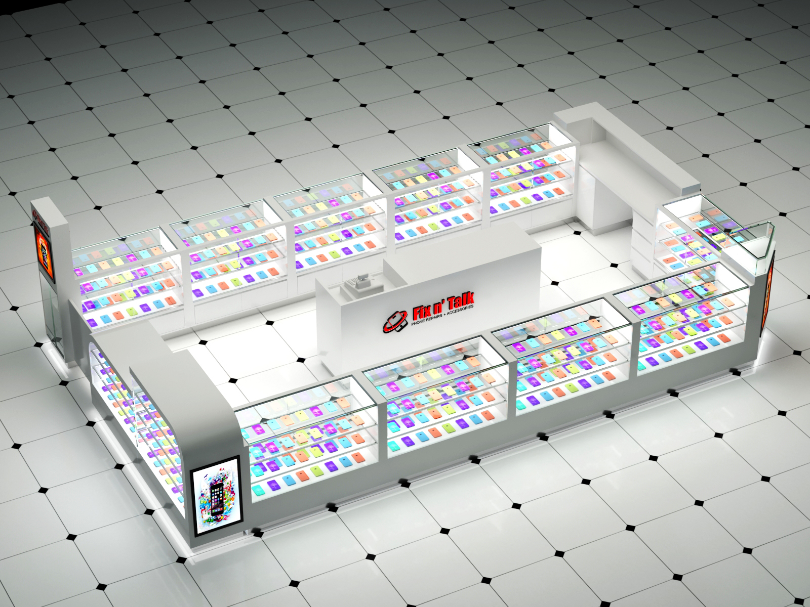 Customize Shopping Mall Cellphone Accessories Kiosk | Phone Repair Bar with Glass Display Showcase,Bestyledisplay,Customize Shopping Mall Cellphone Accessories Kiosk | Phone Repair Bar with Glass Display Showcase