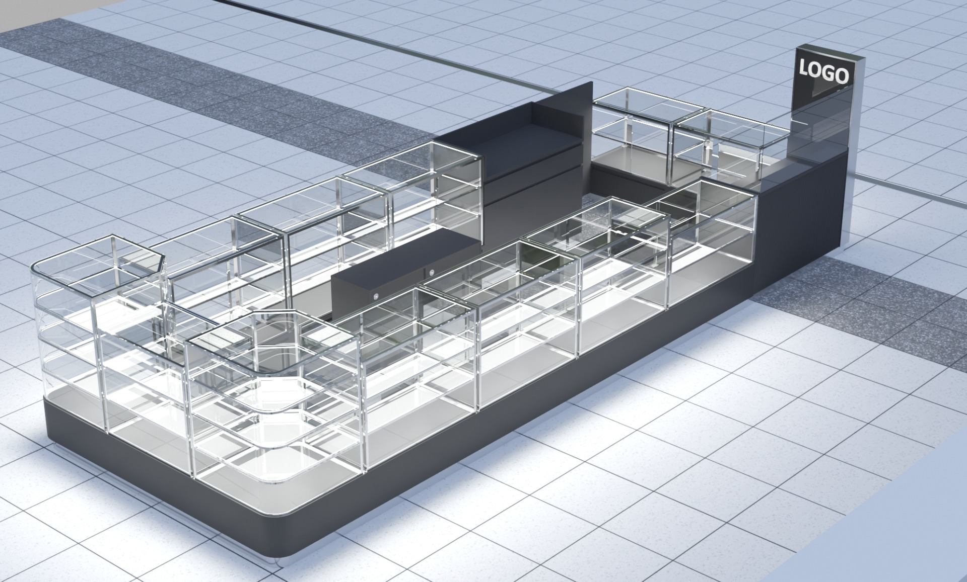 Modern U-Shaped Mall Kiosk for Mobile Phone Accessories Australian Design Glass Display Counter,Bestyledisplay,Modern U-Shaped Mall Kiosk for Mobile Phone Accessories Australian Design Glass Display Counter