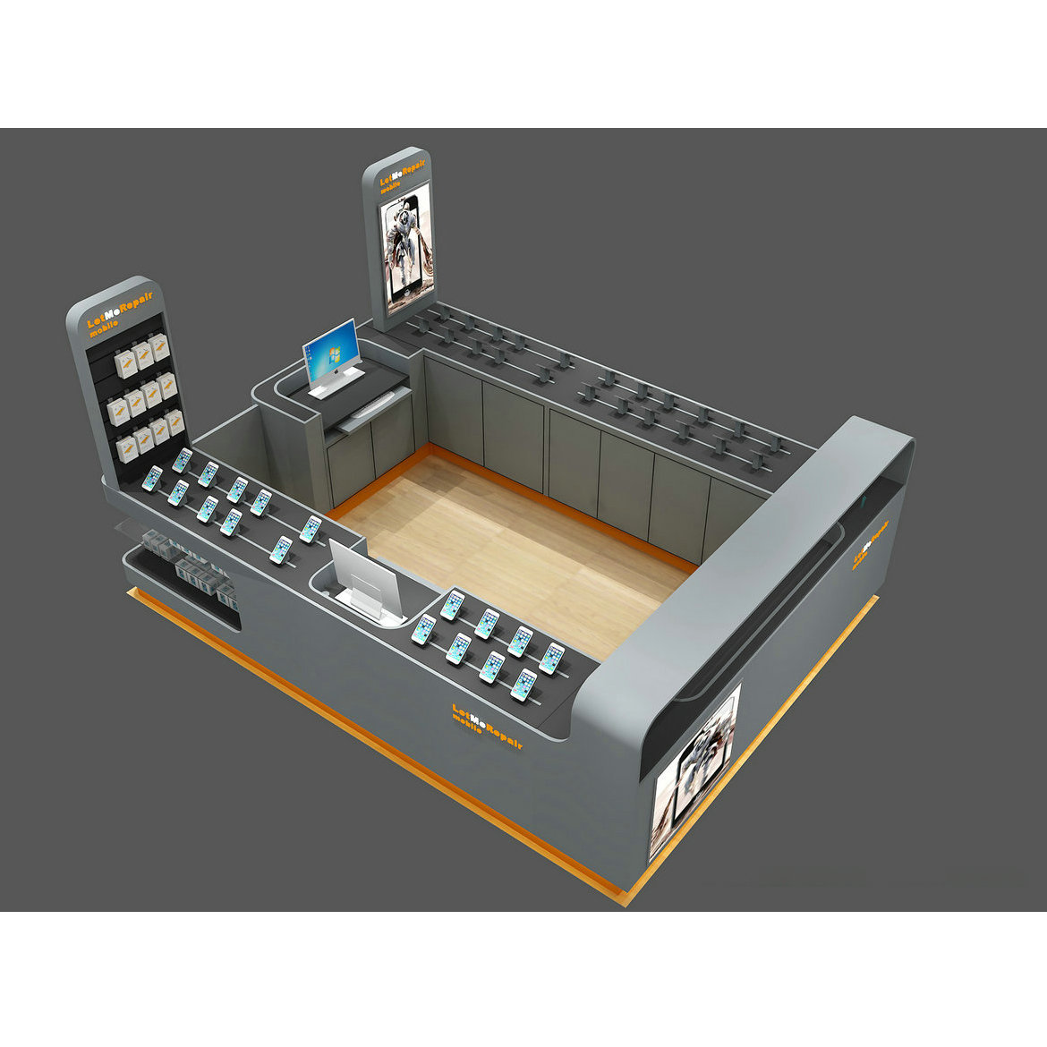 Custom Metal Paint Mobile Repair Kiosk Retail Shopping Mall Cell Phone Accessories Bar,Bestyledisplay,Custom Metal Paint Mobile Repair Kiosk Retail Shopping Mall Cell Phone Accessories Bar
