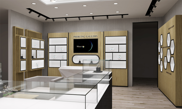 Modern Tempered‑Glass Jewellery Showcases, Custom Wooden Display Furniture for Retail Boutique,Bestyledisplay,Modern Tempered‑Glass Jewellery Showcases, Custom Wooden Display Furniture for Retail Boutique