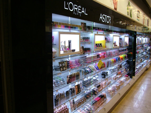 Custom Cosmetic Shop Interior Display Back Wall Cabinet Glass Makeup Showcase Counter,Bestyledisplay,Custom Cosmetic Shop Interior Display Back Wall Cabinet Glass Makeup Showcase Counter