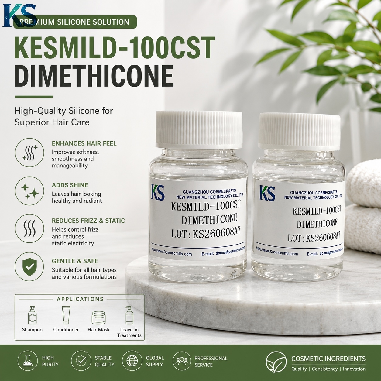 High Viscosity Dimethicone for Hair Care Products,cosmecrafts,High Viscosity Dimethicone for Hair Care Products