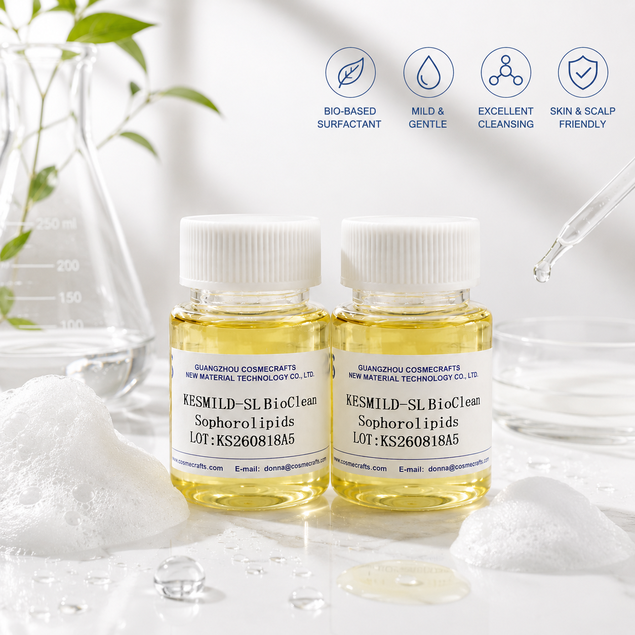 Lactonic Sophorolipid Biosurfactant for Personal Care,cosmecrafts,Lactonic Sophorolipid Biosurfactant for Personal Care