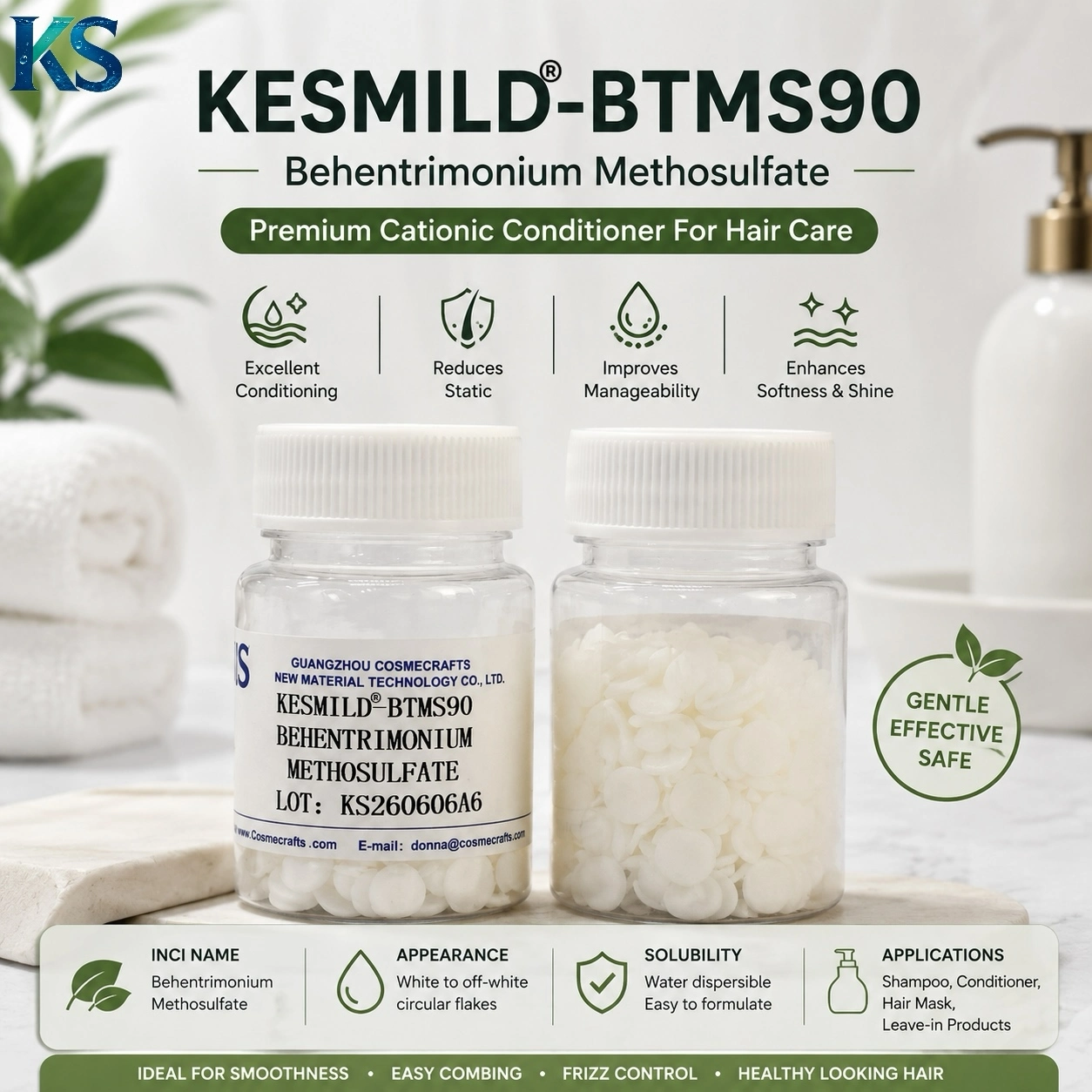 KESMILD-BTMS90 behentrimonium methosulfate granule appearance for batch weighing