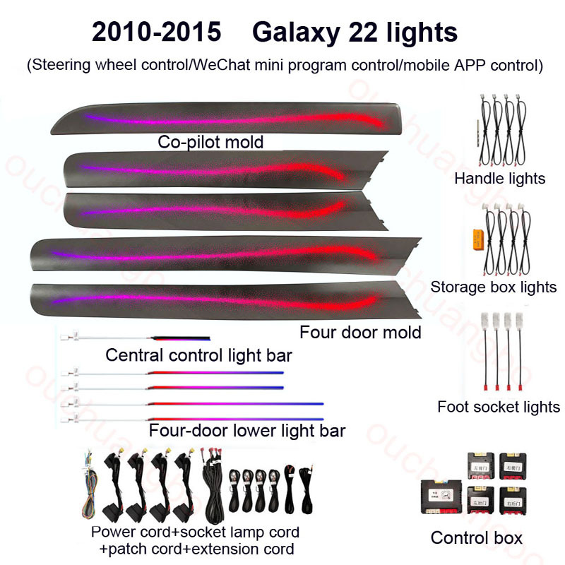 Ouchuangbo LED Ambient Light for Audi Q7 4L 2005-2015 Atmosphere Lamp Backlight Interior mood Lighting Kit ambiente 256 colors
