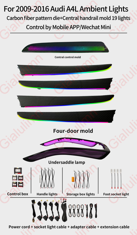 Ouchuangbo LED Ambient Light for Audi A4 B8 8rb 2009-2016 Atmosphere environmental MoodLight Lamp Interior trim Decorative lighting