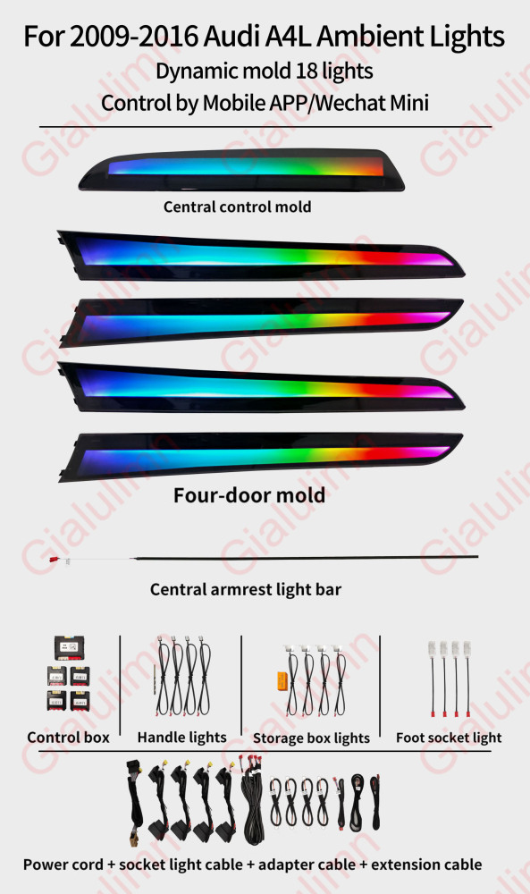 Ouchuangbo LED Ambient Light for Audi A4 B8 8rb 2009-2016 Atmosphere environmental MoodLight Lamp Interior trim Decorative lighting