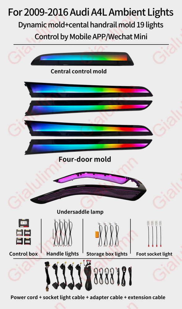Ouchuangbo LED Ambient Light for Audi A4 B8 8rb 2009-2016 Atmosphere environmental MoodLight Lamp Interior trim Decorative lighting