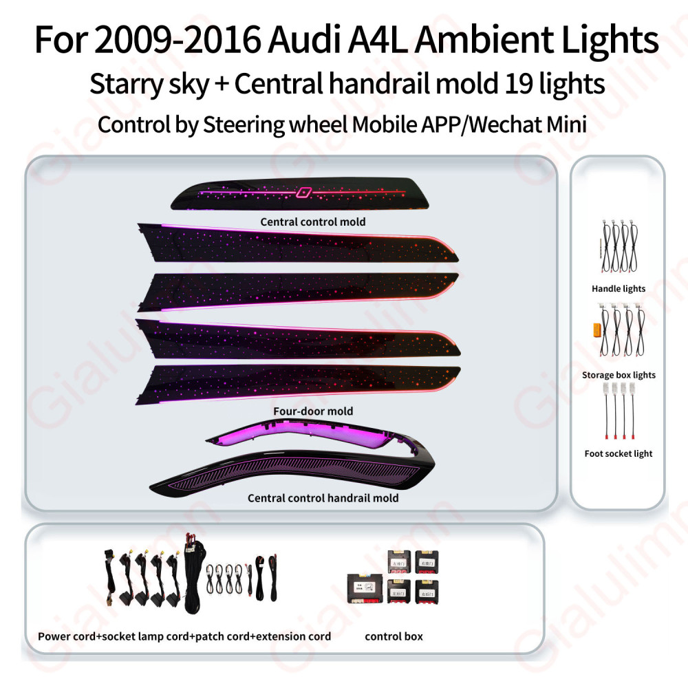 Ouchuangbo LED Ambient Light for Audi A4 B8 8rb 2009-2016 Atmosphere environmental MoodLight Lamp Interior trim Decorative lighting