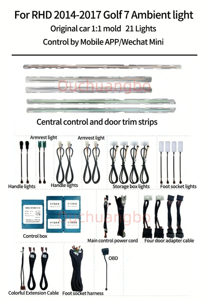 Ouchuangbo ambient light for VW Golf 7 7.5 gti gtd gte golf R MK7 7.5 tsi tcr 2013-2021 LHD RHD Atmosphere  lumiere Backlight