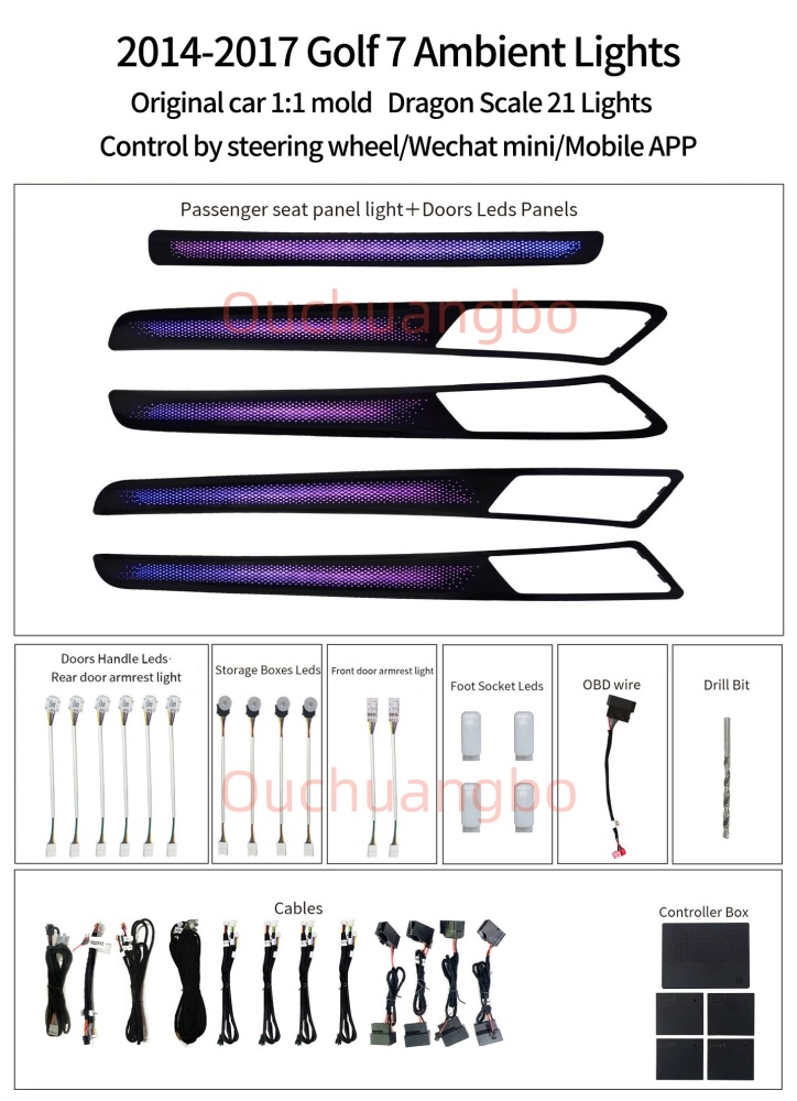Ouchuangbo ambient light for VW Golf 7 7.5 gti gtd gte golf R MK7 7.5 tsi tcr 2013-2021 LHD RHD Atmosphere  lumiere Backlight