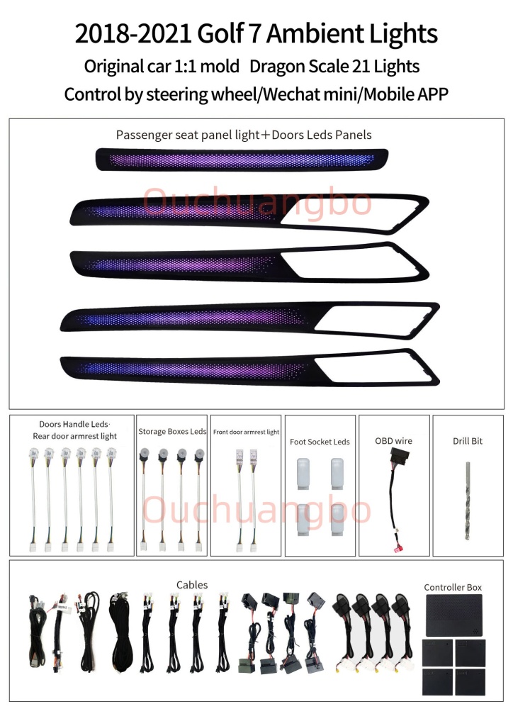 Ouchuangbo ambient light for VW Golf 7 7.5 gti gtd gte golf R MK7 7.5 tsi tcr 2013-2021 LHD RHD Atmosphere  lumiere Backlight