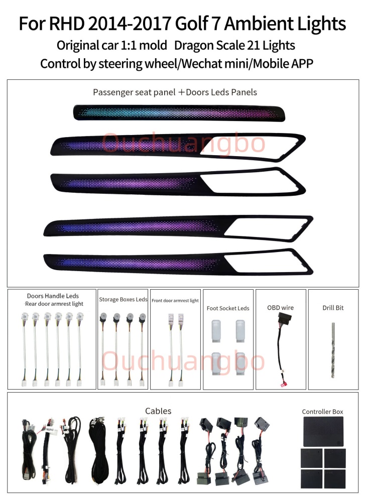 Ouchuangbo ambient light for VW Golf 7 7.5 gti gtd gte golf R MK7 7.5 tsi tcr 2013-2021 LHD RHD Atmosphere  lumiere Backlight