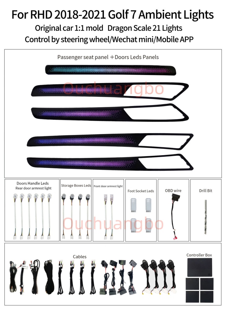 Ouchuangbo ambient light for VW Golf 7 7.5 gti gtd gte golf R MK7 7.5 tsi tcr 2013-2021 LHD RHD Atmosphere  lumiere Backlight