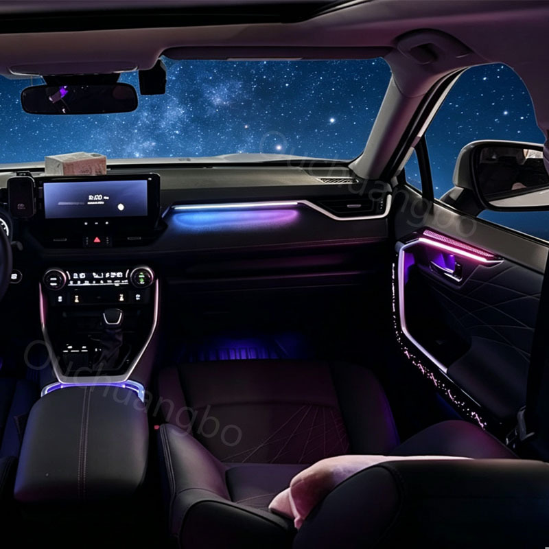 Ouchuangbo LED Ambient Light For For RAV4 2019-2024 Atmosphere Lamp Backlight Kit Dynamic Trim Backlight Interior Ambiental Kit limousine