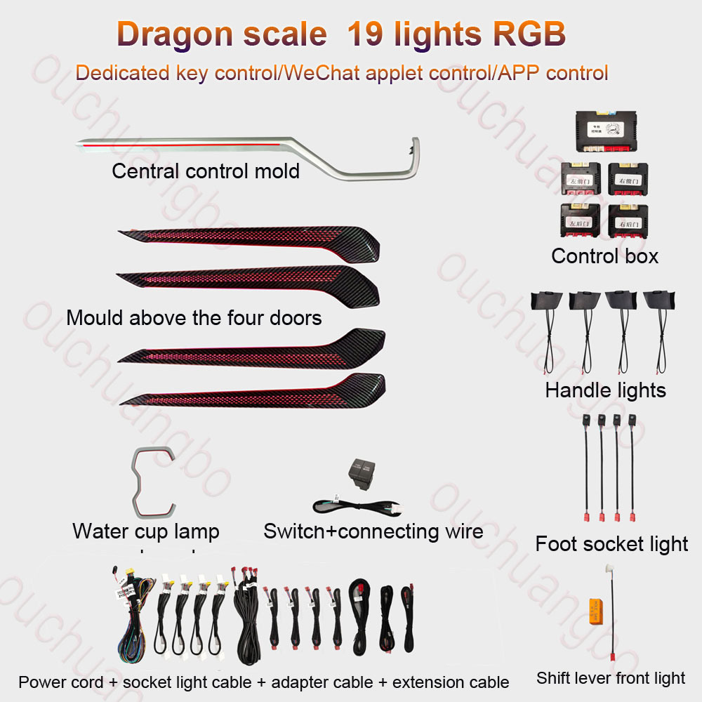 Ouchuangbo LED Ambient Light For For RAV4 2019-2024 Atmosphere Lamp Backlight Kit Dynamic Trim Backlight Interior Ambiental Kit limousine