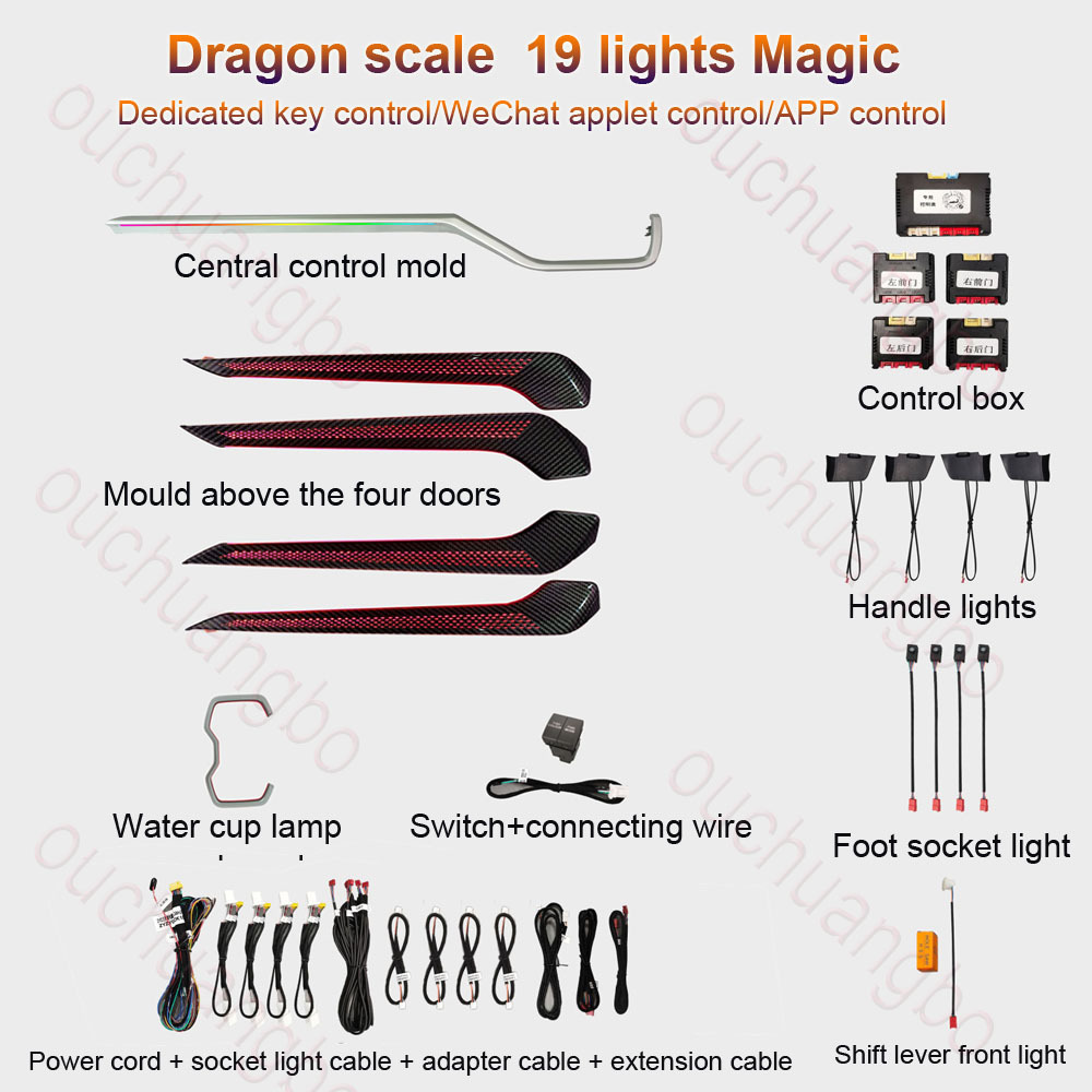 Ouchuangbo LED Ambient Light For For RAV4 2019-2024 Atmosphere Lamp Backlight Kit Dynamic Trim Backlight Interior Ambiental Kit limousine