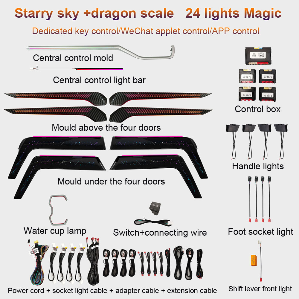 Ouchuangbo LED Ambient Light For For RAV4 2019-2024 Atmosphere Lamp Backlight Kit Dynamic Trim Backlight Interior Ambiental Kit limousine