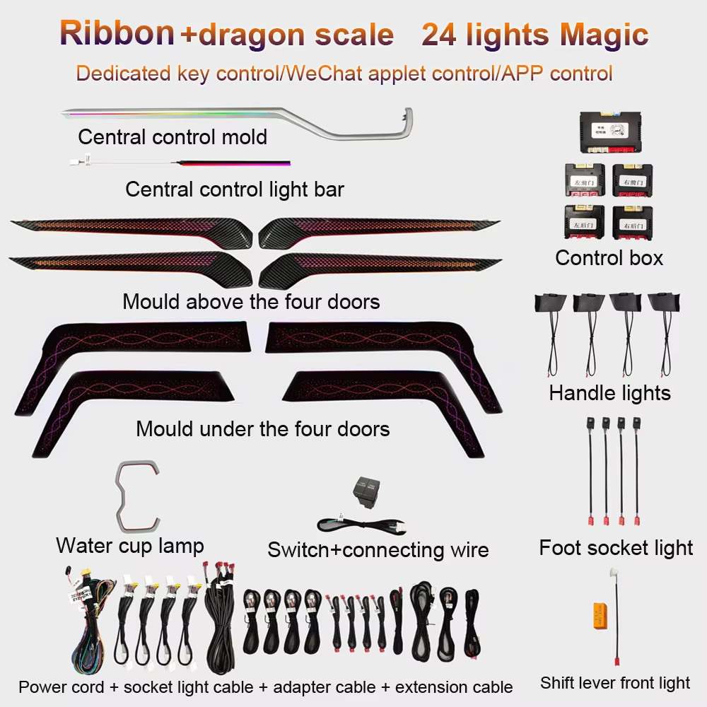 Ouchuangbo LED Ambient Light For For RAV4 2019-2024 Atmosphere Lamp Backlight Kit Dynamic Trim Backlight Interior Ambiental Kit limousine