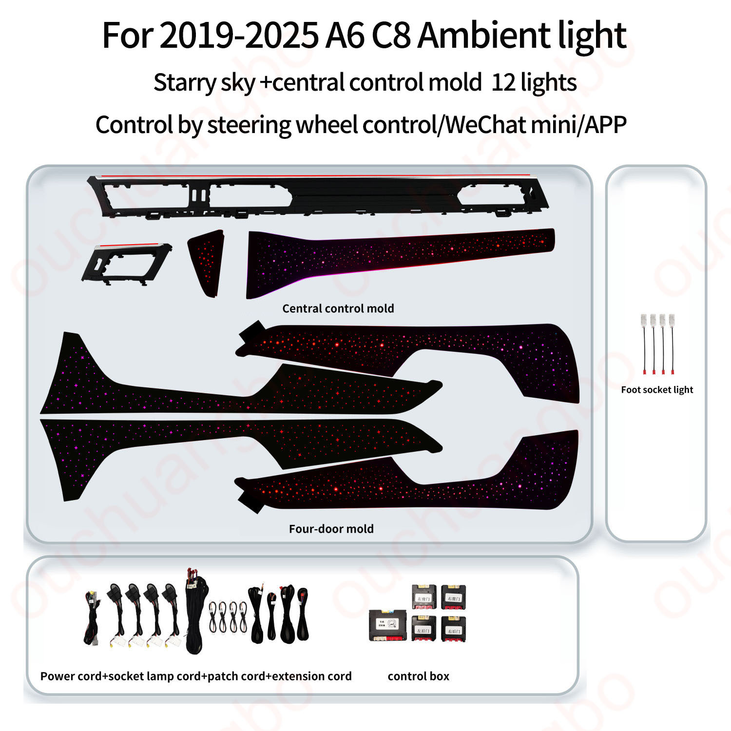 Ouchuangbo Backlight For 2019-2025  A6 C8  A7 LHD RHD led backlight 256 Colors environmental  Atmosphere Lamp Kit Symphony Lighting trim