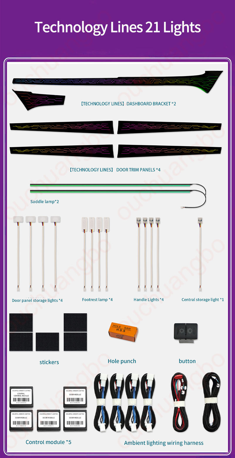 Ouchuangbo LED Ambient light For 2015-2025 Hilux LHD RHD  Atmosphere Lighting Kit moodlight Backlight Decoration Environmental Lights
