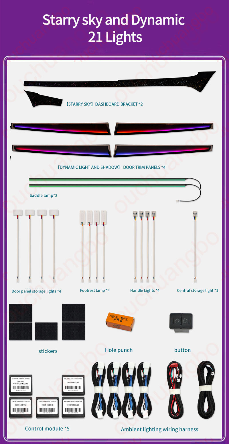 Ouchuangbo LED Ambient light For 2015-2025 Hilux LHD RHD  Atmosphere Lighting Kit moodlight Backlight Decoration Environmental Lights