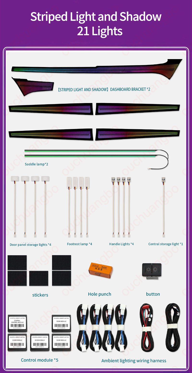 Ouchuangbo LED Ambient light For 2015-2025 Hilux LHD RHD  Atmosphere Lighting Kit moodlight Backlight Decoration Environmental Lights