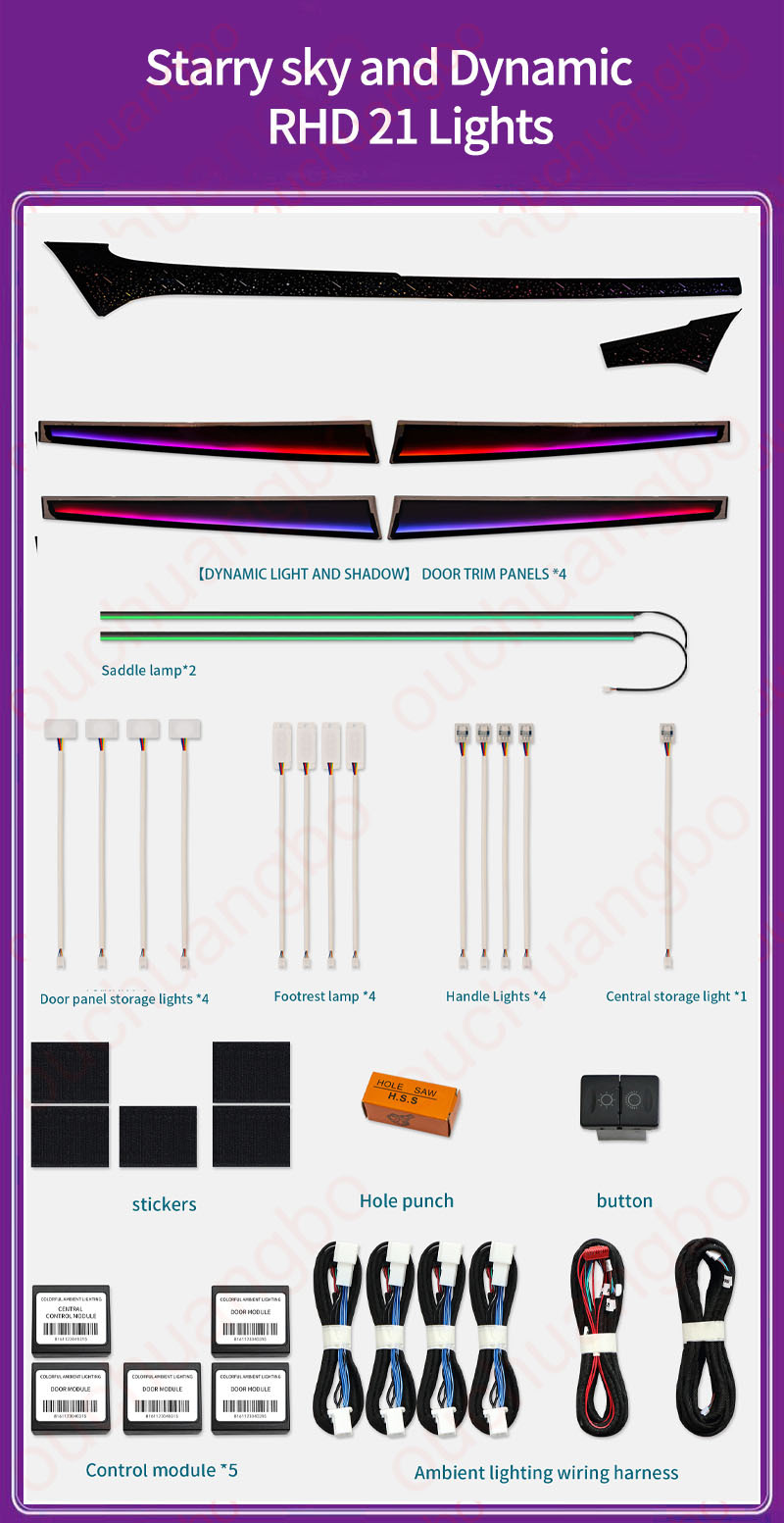 Ouchuangbo LED Ambient light For 2015-2025 Hilux LHD RHD  Atmosphere Lighting Kit moodlight Backlight Decoration Environmental Lights