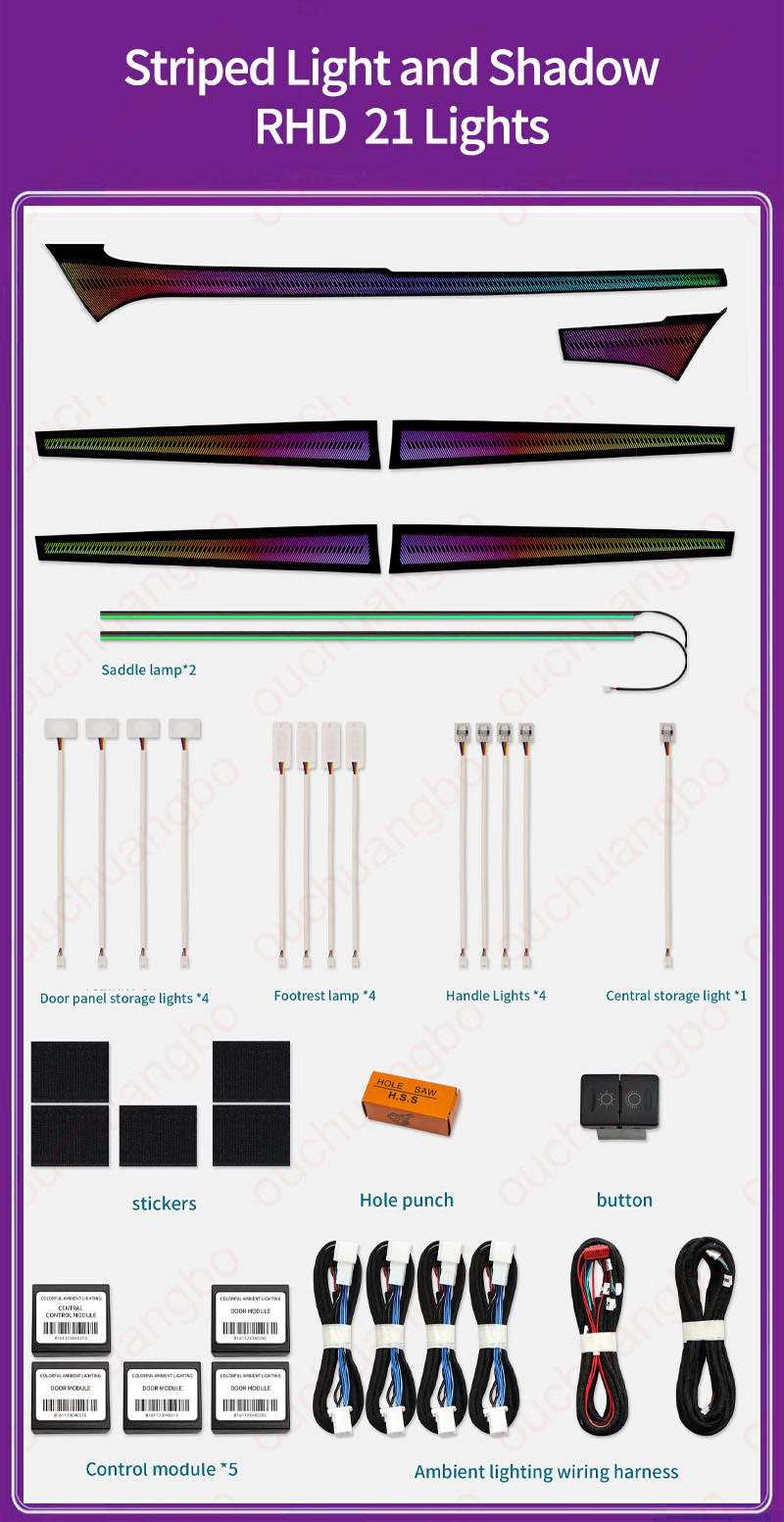 Ouchuangbo LED Ambient light For 2015-2025 Hilux LHD RHD  Atmosphere Lighting Kit moodlight Backlight Decoration Environmental Lights