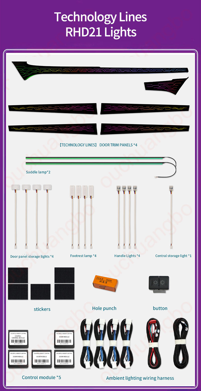 Ouchuangbo LED Ambient light For 2015-2025 Hilux LHD RHD  Atmosphere Lighting Kit moodlight Backlight Decoration Environmental Lights