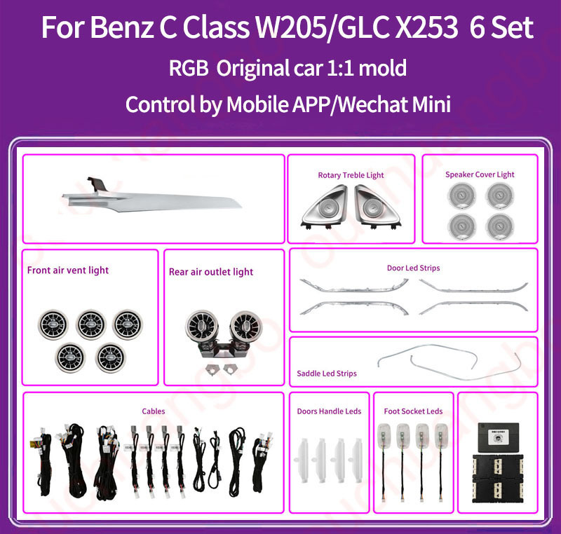 Ouchuangbo ambient light for C W205 GLC X253 2015-2021 atmosphere Backlight Atmosphere Lamp Kit Ambientale lights moodlight