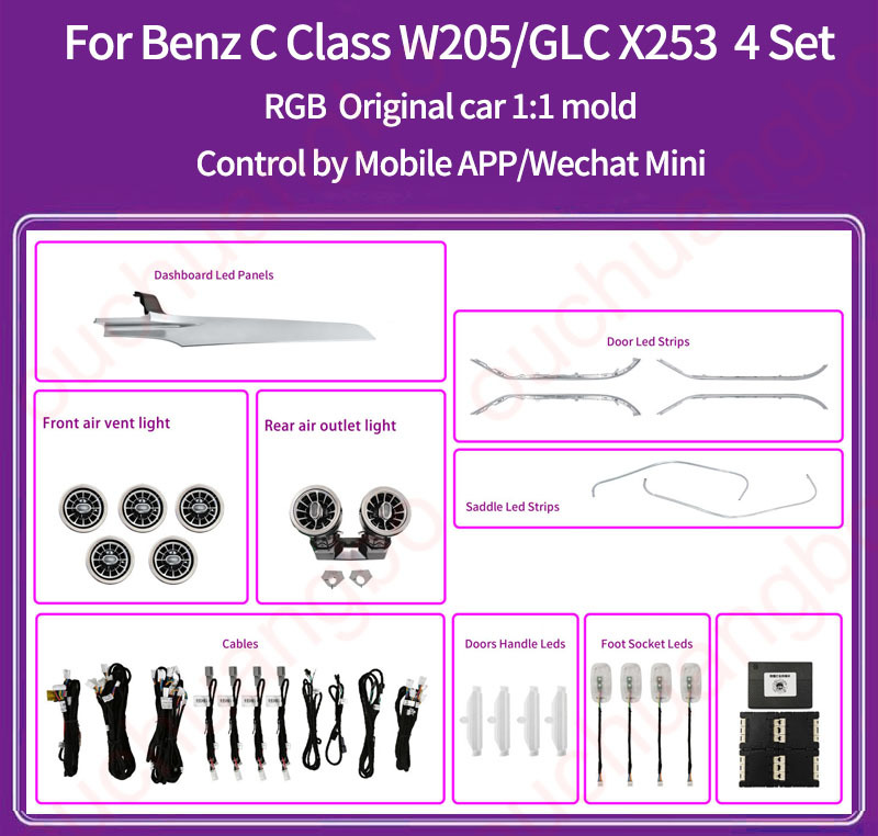 Ouchuangbo ambient light for C W205 GLC X253 2015-2021 atmosphere Backlight Atmosphere Lamp Kit Ambientale lights moodlight