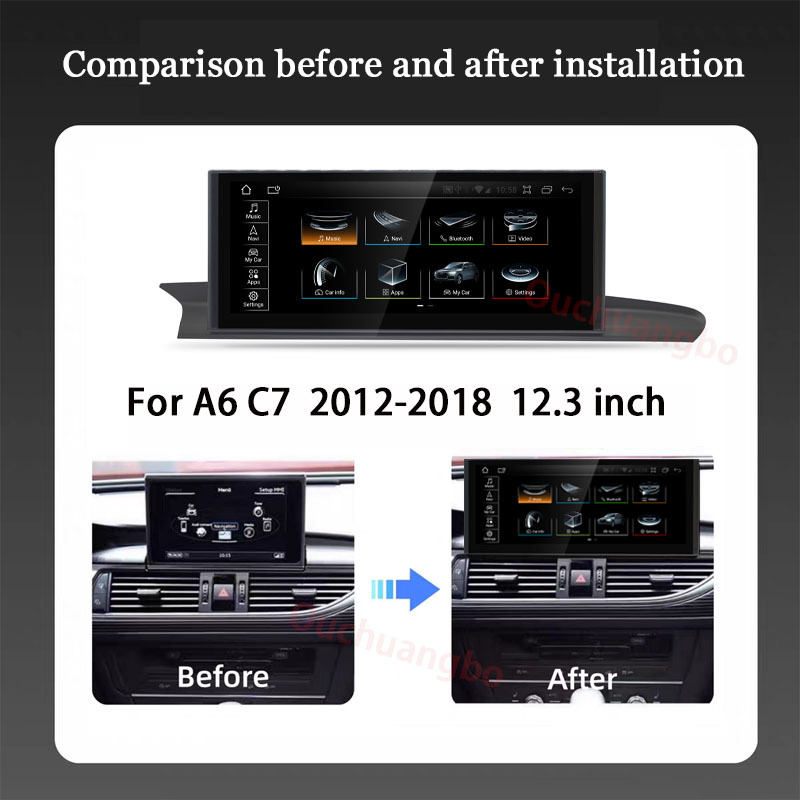 Ouchuangbo 12.3 inch Stereo For Audi A6 C6 C7 A7 2011-2018 Wireless CarPlay GPS Navi Radio Player Bluetooth Multimedia
