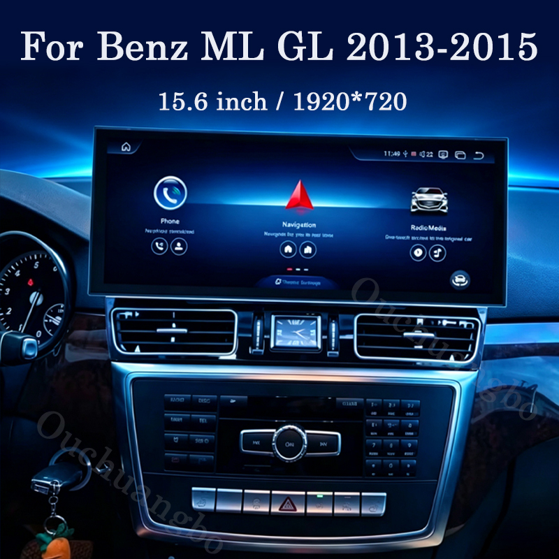 Ouchuangbo 15.6 inch Touch Screen For Benz ML W166 GL X166 2013-2015 Multimedia Display Wireless CarPlay GPS Navi Radio Player Stereo