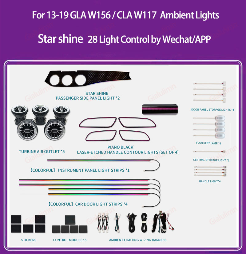 Ouchuangbo Ambient Light For 2013-2019 RHD LHD GLA W156 CLA W117 A Class W176 Ambiance Kit Lamp Backlight Kit Moodlight Decoration Environmental Lights