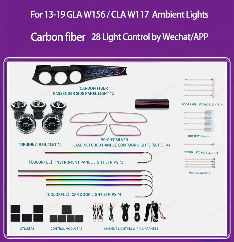 Ouchuangbo Ambient Light For 2013-2019 RHD LHD GLA W156 CLA W117 A Class W176 Ambiance Kit Lamp Backlight Kit Moodlight Decoration Environmental Lights