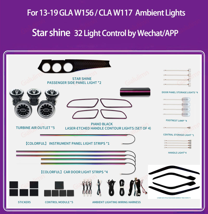 Ouchuangbo Ambient Light For 2013-2019 RHD LHD GLA W156 CLA W117 A Class W176 Ambiance Kit Lamp Backlight Kit Moodlight Decoration Environmental Lights