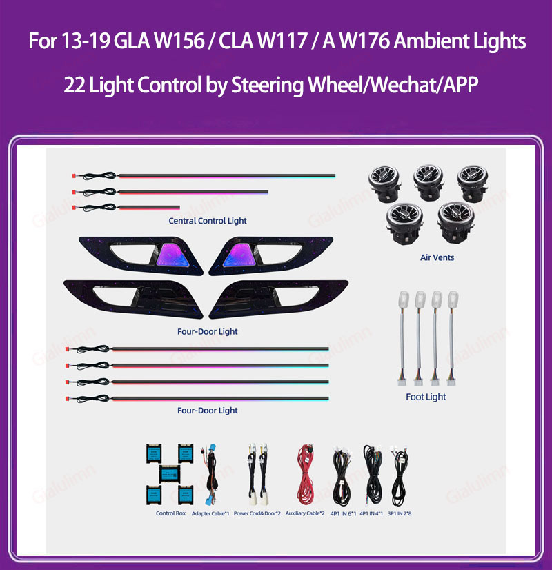 Ouchuangbo Ambient Light For 2013-2019 RHD LHD GLA W156 CLA W117 A Class W176 Ambiance Kit Lamp Backlight Kit Moodlight Decoration Environmental Lights