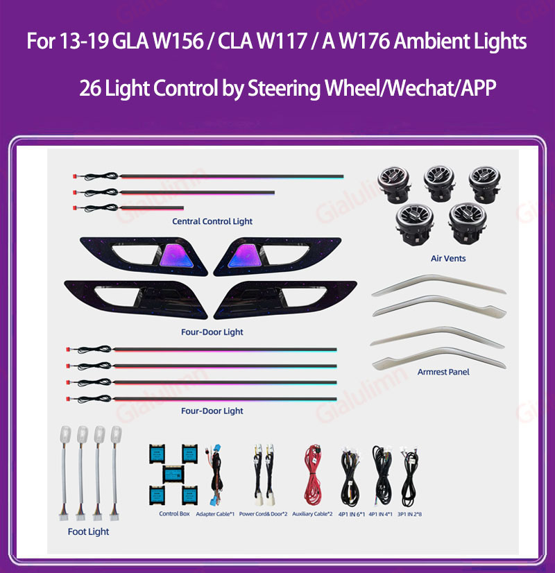 Ouchuangbo Ambient Light For 2013-2019 RHD LHD GLA W156 CLA W117 A Class W176 Ambiance Kit Lamp Backlight Kit Moodlight Decoration Environmental Lights